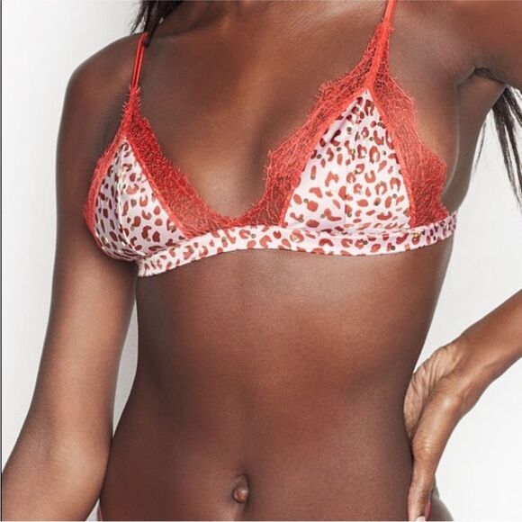 VICTORIA’S SECRET | NEW Red and Pink Leopard Lace Bralette Women’s Size X-Large - Picture 1 of 10